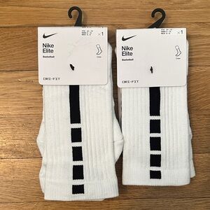 Nike Elite White and Black Basketball Socks